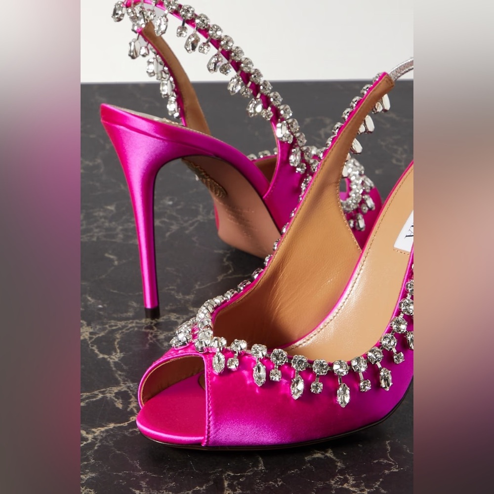 AQUAZZURA Temptation crystal 105 sandals in Fuschia - Size 38